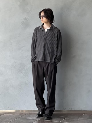 「ADAM ET ROPE'（アダムエロペ）の【ANOTHER OFFICE/アナザーオフィス】Santiago Slacks（スラックス）」を使った、kodai kanomataさん（メンズ・172cm）の秋コーディネート