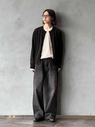 「ADAM ET ROPE'（アダムエロペ）のマルチボーダーロングTシャツ（Tシャツ/カットソー）」を使った、kodai kanomataさん（メンズ・172cm）の夏コーディネート