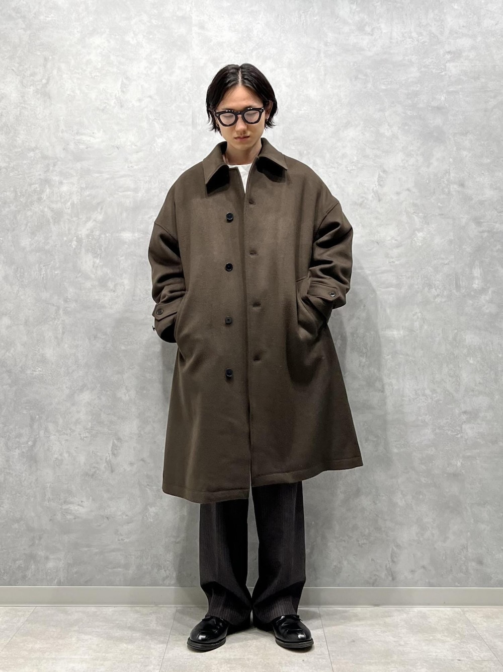 【WILD LIFE TAILOR】ツイード　ドロップショルダー　ウールコート WILD LIFE TAILOR】ウーステッド ドロップショルダー
