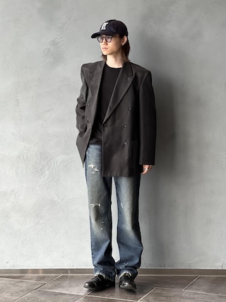 「ADAM ET ROPE'(アダムエロペ)のキュプラコットン ダブルブレスト ジャケット / セットアップ対応(テーラードジャケット)」を使った、kodai kanomataさん(メンズ・172cm)の春コーディネート