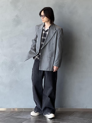 「ADAM ET ROPE'（アダムエロペ）のキュプラコットン ダブルブレスト ジャケット / セットアップ対応（テーラードジャケット）」を使った、kodai kanomataさん（メンズ・172cm）の春コーディネート