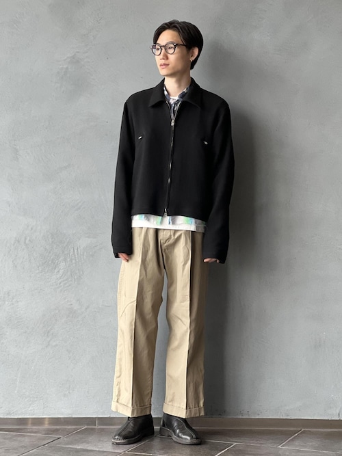 【撥水】ワンプリーツ クロップドシルエット チノパンツ