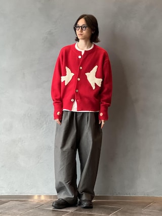「ADAM ET ROPE'(アダムエロペ)のモールスキンバギースラックス(スラックス)」を使った、kodai kanomataさん(メンズ・172cm)の秋コーディネート