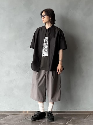 「ADAM ET ROPE'(アダムエロペ)のドライウーステッドワイドショートスラックス(その他パンツ)」を使った、kodai kanomataさん(メンズ・172cm)の夏コーディネート