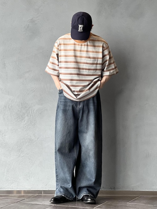 フェード加工 ハーフスリーブ ボーダー Tシャツ