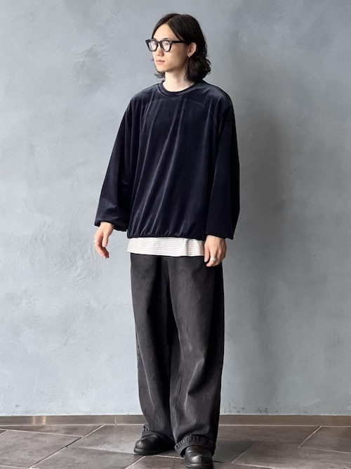 ルーズシルエット ベロア クルーネック プルオーバー / ロングシーズン着用可能 / セットアップ対応 / ユニセックス