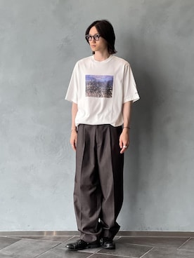「ADAM ET ROPE'（アダムエロペ）のNIKKE デニムワイドイージースラックス / ADAM ET ROPE' JEANS（デニムパンツ）」を使った、kodai kanomataさん（メンズ・172cm）の夏コーディネート