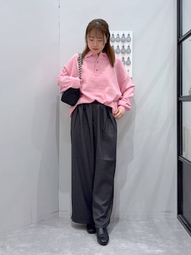 「LOWRYS FARM（ローリーズファーム）の【LFM(U)】ハイゲージニットポロ　 593278（ニット/セーター）」を使った、YUIさん（レディース・162cm）の秋コーディネート