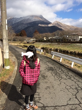 「アイテム（ダウンジャケット/コート、ピンク系）」を使った、ソノヤマさん（レディース・160cm）の冬コーディネート