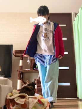 「ネコ」｜「アイテム（ジャケット/アウター）」を使った、ソノヤマさん（レディース・160cm）の春コーディネート