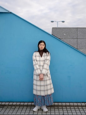 「SENSE OF PLACE by URBAN RESEARCH（センスオブプレイスバイアーバンリサーチ）のアイテム（ノーカラーコート）」を使った、Norikaさん（レディース・168cm）の冬コーディネート