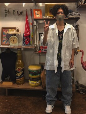 「#古着」｜baskemitsuki24さん（メンズ・169cm）の夏コーディネート