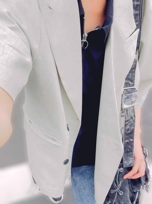 【CLEL 完売品】リネンブレンド ダブルラペル半袖テーラードジャケット　XS CLEL】Linen Blend Double Lapel Short Sleeve Tailored Jacket