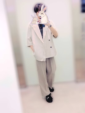 【CLEL 完売品】リネンブレンド ダブルラペル半袖テーラードジャケット　XS CLEL】Linen Blend Double Lapel Short Sleeve Tailored Jacket