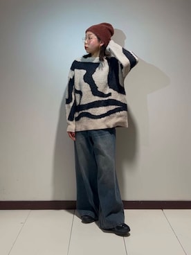 「SMELLY（スメリー）のシャギービーニー（ニットキャップ/ビーニー）」を使った、AKIRAさん（レディース・162cm）の冬コーディネート