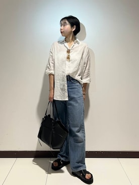 「天然素材」｜AKIRAさん（レディース・162cm）の夏コーディネート