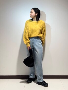 「ITEMS URBANRESEARCH（アイテムズ アーバンリサーチ）のミックスシャギーニット（ニット/セーター）」を使った、AKIRAさん（レディース・162cm）の秋コーディネート