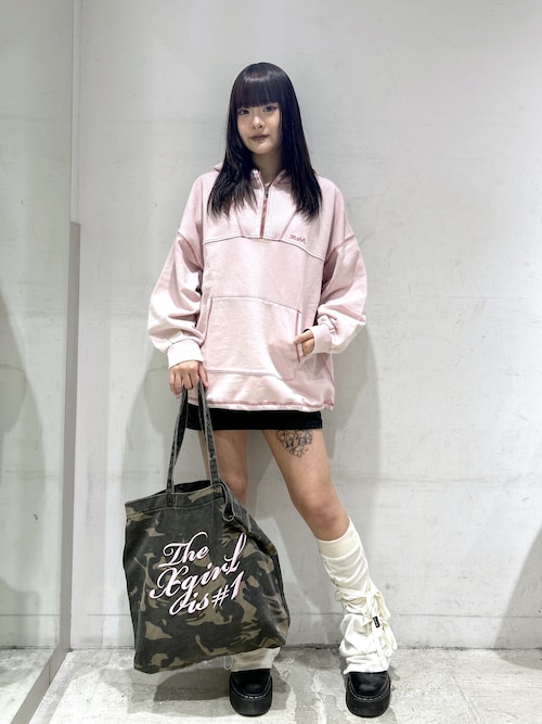 トレーナー/スウェット X-girl ANORAK SWEAT TOP セール】BLEACHED ANORAK SWEAT TOP（パーカー）｜X-girl（エックス