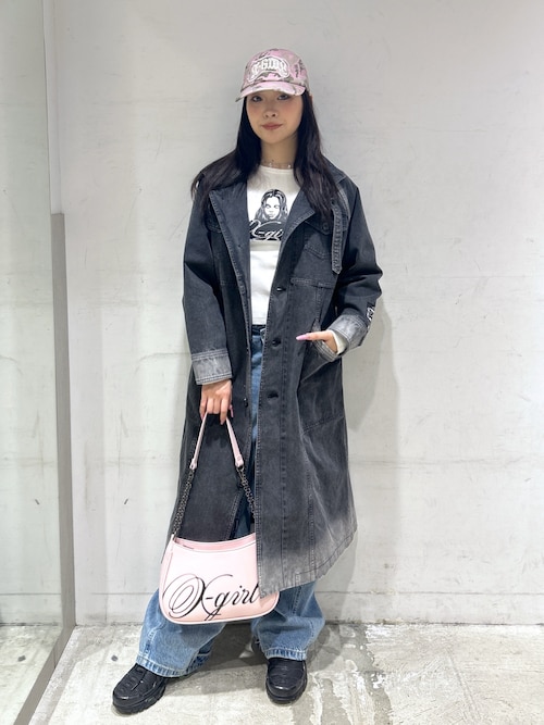 X-girl（エックスガール） トレンチコート コート FADED STAND COLLAR