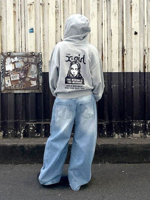 FACE PATCH AND LOGO ZIP UP SWEAT HOODIE（パーカー）｜X-girl