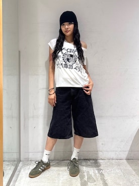 「X-girl（エックスガール）のアイテム」を使った、みおさん（レディース・159cm）の秋コーディネート