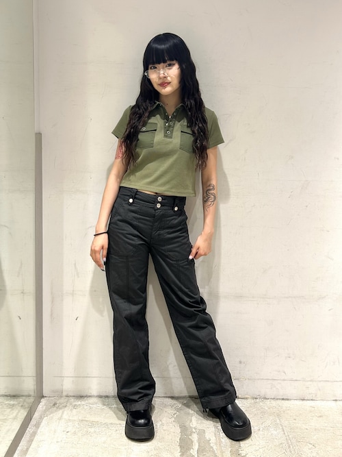 セール】WOVEN MIX POLO TOP（ポロシャツ）｜X-girl（エックス