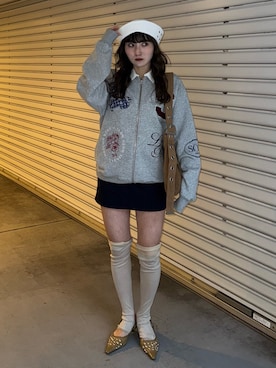 「SLY（スライ）のアイテム（帽子）」を使った、犬童南実さん（レディース・158cm）の冬コーディネート