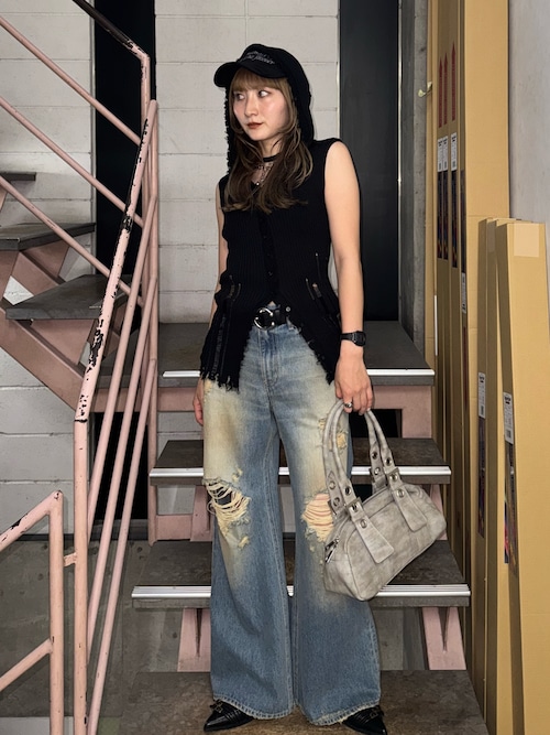 sly フレアダメージデニム　レディース SLY ジーンズ デニム デニムパンツ 「再入荷」DAMAGE J/W FLARE