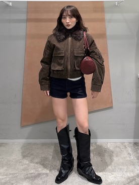 「レザージャケット」｜犬童南実さん（レディース・158cm）の夏コーディネート