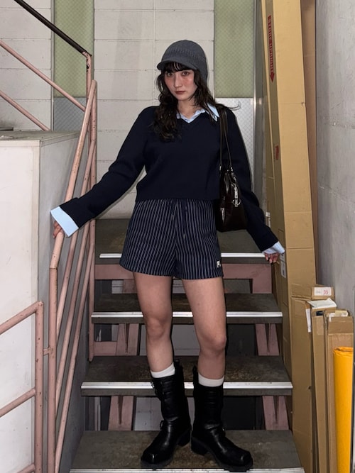 LAYERED LIKE CROP KNIT TOPS レイヤードライククロップニットトップス