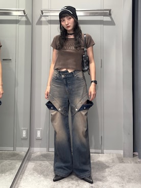 「アイテム（ニットキャップ/ビーニー）」を使った、犬童南実さん（レディース・158cm）の夏コーディネート