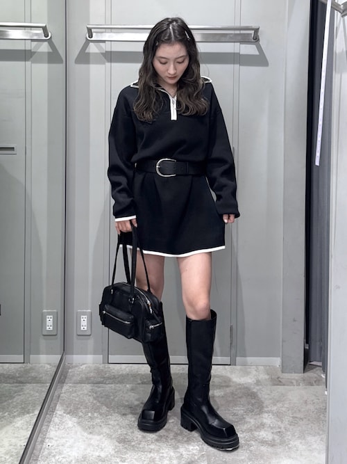 HALF ZIP HN KNIT S/OP ハーフジップ ハイネック ニット ショートワンピース 秋服 冬服