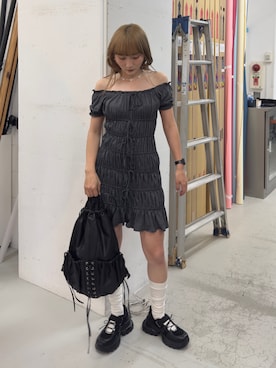 「アイテム（バックパック/リュック）」を使った、犬童南実さん（レディース・158cm）の夏コーディネート