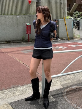 「SLY（スライ）のアイテム（パンツ）」を使った、犬童南実さん（レディース・158cm）の夏コーディネート