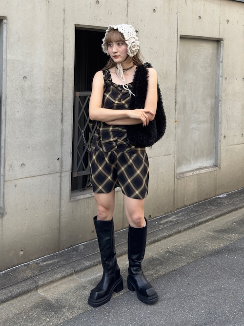 【2025AW】CHECK FRILL S/OP チェック フリル ショートワンピース 秋服