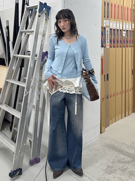 「SLY（スライ）のアイテム（アクセサリー）」を使った、犬童南実さん（レディース・158cm）の冬コーディネート