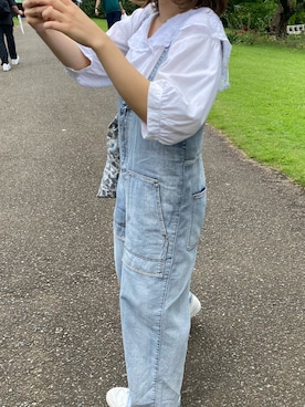 「w closet（ダブルクローゼット）のアイテム（サロペット/オーバーオール）」を使った、sakanaさん（レディース・158cm）の夏コーディネート