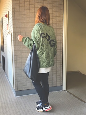 「CDG（シーディージー）のアイテム（ジャケット/アウター）」を使った、yumittさん（レディース・165cm）の春コーディネート