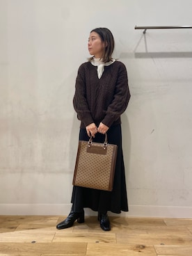 「キーネック」｜「アイテム（その他シューズ）」を使った、yuinaさん（レディース・158cm）の冬コーディネート