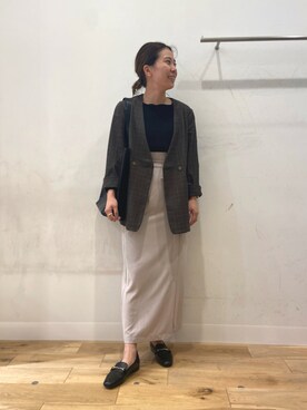 「SENSE OF PLACE by URBAN RESEARCH（センスオブプレイスバイアーバンリサーチ）のアイテム（ノーカラージャケット）」を使った、yuinaさん（レディース・158cm）の秋コーディネート