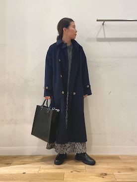 「アーバンリサーチ」｜「アイテム（ステンカラーコート）」を使った、yuinaさん（レディース・158cm）の冬コーディネート