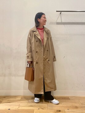「アーバンリサーチ」｜「アイテム（ステンカラーコート）」を使った、yuinaさん（レディース・158cm）の冬コーディネート