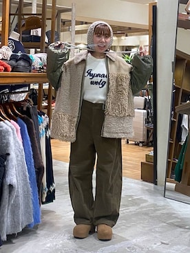 「アイテム（イヤーマフ）」を使った、いくみさん（レディース・155cm）の秋コーディネート