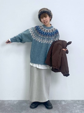 「niko and ...」｜「アイテム（キャップ）」を使った、いくみさん（メンズ・155cm）の冬コーディネート