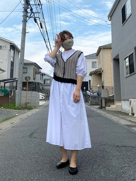 「ニコアンド」｜「アイテム（シャツワンピース）」を使った、いくみさん（レディース・155cm）の夏コーディネート
