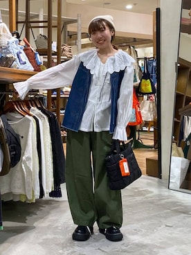 「niko and...（ニコアンド）のオリジナル2Pレースアップシューズ（その他シューズ、ブラック系）」を使った、いくみさん（レディース・155cm）の冬コーディネート