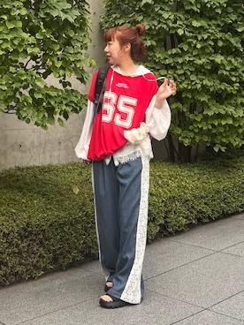 「tiny tiny（ティニーティニー）のアイテム」を使った、いくみさん（レディース・155cm）の夏コーディネート