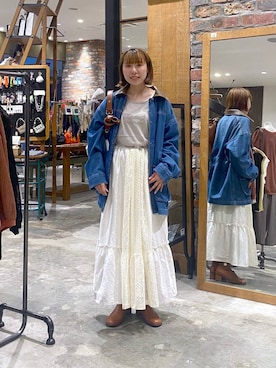「アイテム（タンクトップ）」を使った、いくみさん（レディース・155cm）の夏コーディネート