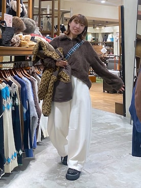 「アイテム（ポロシャツ）」を使った、いくみさん（レディース・155cm）の冬コーディネート