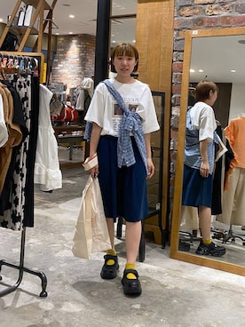 「niko and...（ニコアンド）のアイテム（トートバッグ）」を使った、いくみさん（レディース・155cm）の夏コーディネート